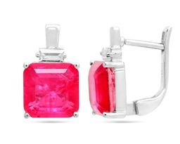 Серьги из серебра турмалин малиновый выращ., Хит