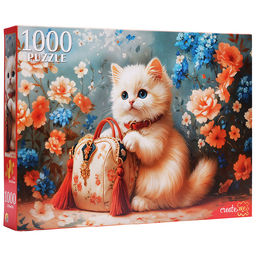 Пазлы 1000 "Кошка  с сумочкой"
