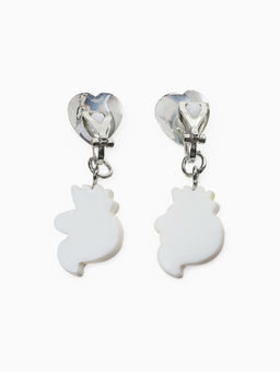 Серьги-клипсы детские «Выбражулька» единорог драгоценность с сердцем кристалл, жёлто-белые