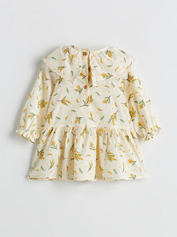 Kolu Lastikli ?i?ekli K?z Bebek Elbise