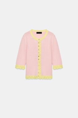 COMBINED POINTELLE KNIT CARDIGAN - Zara фото 5
