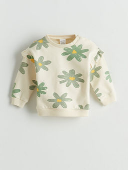 ?i?ekli K?z Bebek Sweatshirt ve Pantolon 2li Tak?m