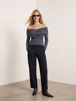 Beli Kemerli Dar Fit Kad?n Kargo Pantolon