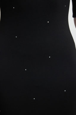 Siyah Tas Detayl? Truvakar Kol Bodycone/Vucuda Oturan Midi Orme Elbise TWOAW25EL00458 - Trendyolmilla фото 4