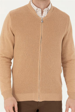 Мужской базовый трикотажный кардиган песочного меланжа - U.s. polo assn фото 13