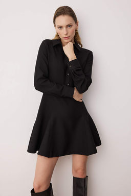 Siyah Mini Dokuma Elbise TWOAW26EL00305