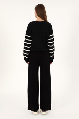 KadДn Siyah Loose Fit Triko Pantolon