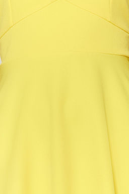 Sar? Belden Ac?lan Mini V Yaka Dokuma Elbise TWOSS19BB0210 - Trendyolmilla фото 5