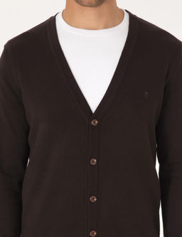 Koyu Kahverengi Slim Fit Basic D__meli Triko H_rka - Pierre cardin фото 6