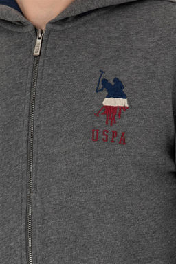 Мужской вязаный кардиган антрацитового меланжа - U.s. polo assn фото 7