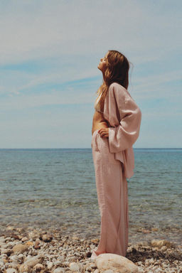 TEXTURED PYJAMA-STYLE TROUSERS - Zara фото 4