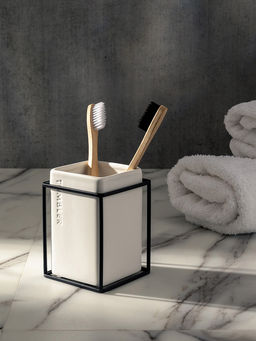 Стакан для зубных щеток белый керамика