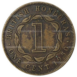 Монета 1 цент 1950 года Британский Гондурас