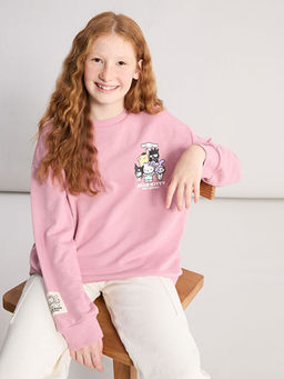 Bisiklet Yaka Hello Kitty Bask?l? K?z ?ocuk Sweatshirt
