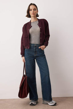Koyu Kahverengi Yuksek Bel Bilek Boy Culotte %100 Pamuklu Jeans TWOAW26JE00190 - Trendyolmilla фото 9