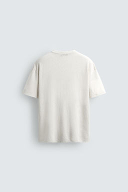 CAMISETA LAVADA ALGOD?N - LINO TEXTO / Blanco
