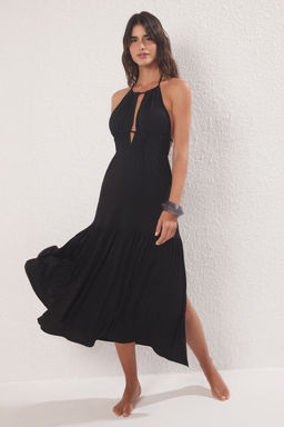 Siyah Orme Cut outl? Maxi Plaj Elbise TBESS25EL00123