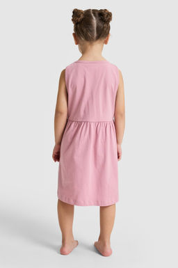 K_z _ocuk Pembe Bisiklet Yaka Elbise