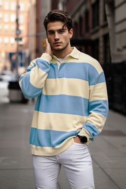 TRENDYOL MAN Mavi Unisex Oversize/Genis Kesim Cizgili Polo Yaka Sweatshirt TMNSS25SW00001 - Trendyolmilla фото 6