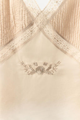 SATIN TOP WITH EMBROIDERY AND LACE TRIM - Zara фото 7