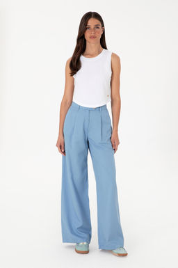 Kad_n Mavi Loose Fit Kanvas Pantolon
