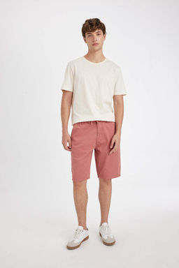 Габардин-бермуды обычного кроя, прямые брючины - Defacto фото 2