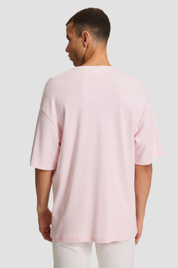 Erkek A__k Pembe Comfort Fit Bisiklet Yaka Ti__rt