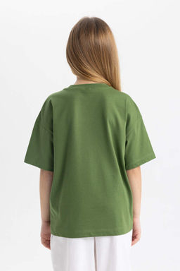 Футболка с короткими рукавами и принтом для девочек Relax Fit - Defacto фото 6