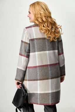 Пальто БелЭльСтиль 786 бежевая клетка фото 2