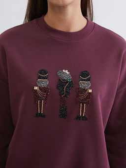 ??lemeli Kad?n Kal?n Sweatshirt Tunik