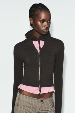 SUDADERA CROPPED SEAMLESS / marr?n vigor? - Zara фото 2