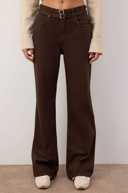 Koyu Mavi Yuksek Bel Kemer Detayl? Wide Leg Jeans TWOAW26JE00164 - Trendyolmilla фото 6