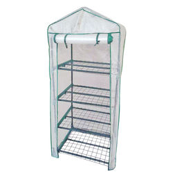 UGH-R20 H160 GREEN/WHITE Парник-стеллаж для рассады, 4 полки, 70x50x160см. Металлическая труба в ПВХ, цвет зеленый. Тент из армированного полиэтилена 135г/м2, цвет сетки белый. TM ФитоЛето