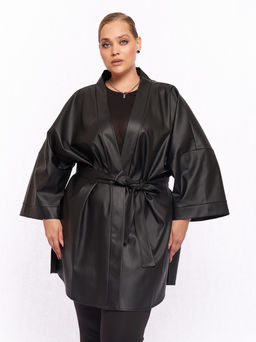 Кардиган кожаный KA04209BLK01