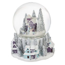 Фигур декор в стекл шаре "Снеговик/Дом" (подсв, муз, вьюга, AAAх3 н/п), D 10 см, L12 W11,5 H14 см, 2