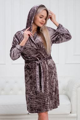 Халат женский из велюр мрамор Нежность пурпурно-серый - Амадэль фото 12