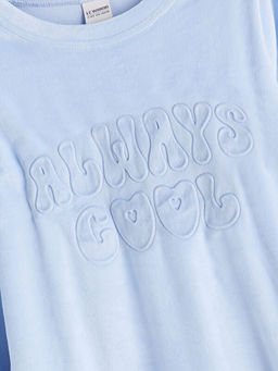 Bisiklet Yaka Kadife K?z ?ocuk Pijama Tak?m?