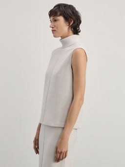 Топ с высоким воротником из хлопка / Zarina  фото 4