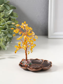 Подставка под благовония «Дерево на цветке», жёлтый, 72 камня, 9×9×13.5 см