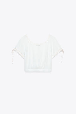 EMBROIDERED CHIFFON CROP TOP - Zara фото 4