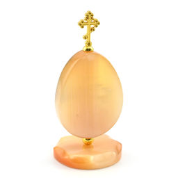 Яйцо из селенита на подставке с крестом "Б.М.Владимирская" 47*47*105мм Радуга камня
