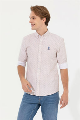 Мужская бежевая рубашка с длинным рукавом - U.s. polo assn фото 3