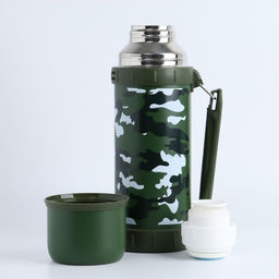 Термос Мастер К Движение, 1.2 л, 11?29 см, с кружкой, сохраняет тепло 18 ч, нержавеющая сталь, зелёный