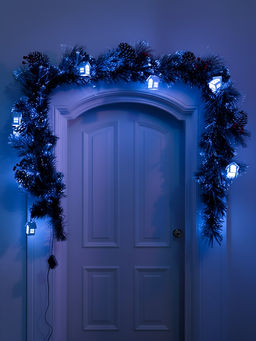 Хвойная гирлянда фиброоптическая «Заснеженная» 200 см, 8 режимов