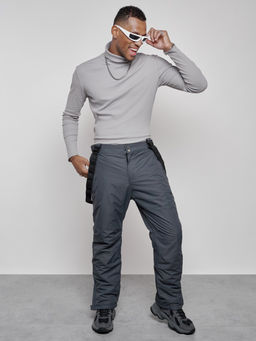 Полукомбинезон утепленный мужской зимний горнолыжный темно-серого цвета 7507TC