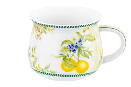 Кружка 250 мл 11*8,5*7 см Лимоны, бочонок, NEW BONE CHINA