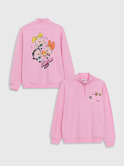 Dik Yaka Powerpuff Girls Bask?l? K?z ?ocuk Sweatshirt