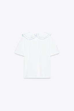 T-SHIRT WITH PETER PAN COLLAR - Zara фото 7