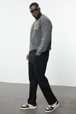 Erkek Siyah Regular Fit Buyuk Beden Denim Kot Jeans TMNAW25CJ00000