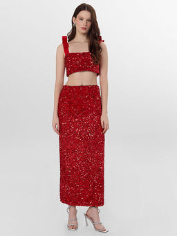 Юбка женская красная с пайетками - Mark formelle фото 3